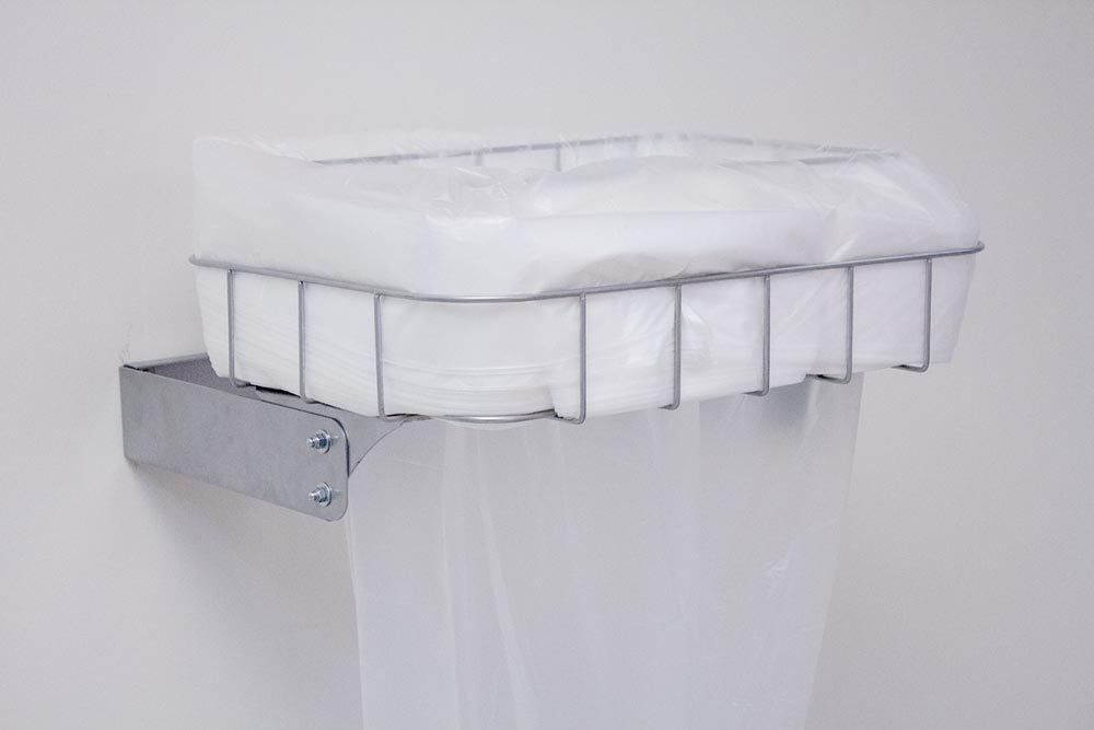 Wandmontierter Abfallständer mit transparentem Sack